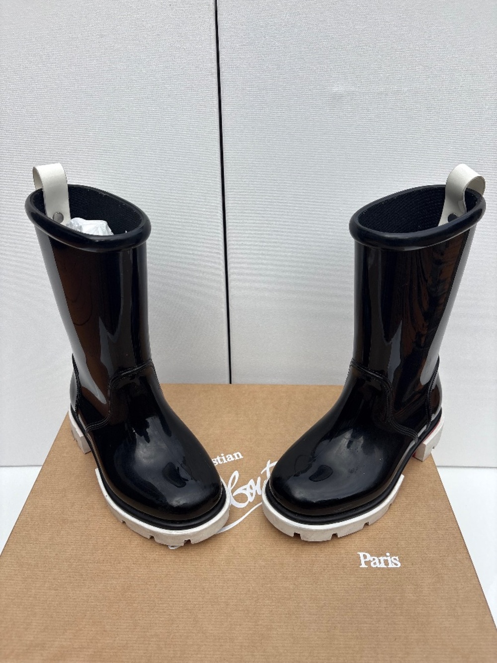 Christian Louboutin Kids Toy Pluie Rain Boots Black Size 30